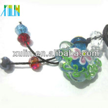 murano style glass flower perfume bottle pendant with the wood cap